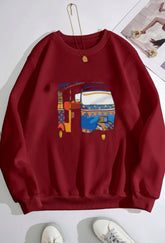 Maroon sweatshirt Auto print